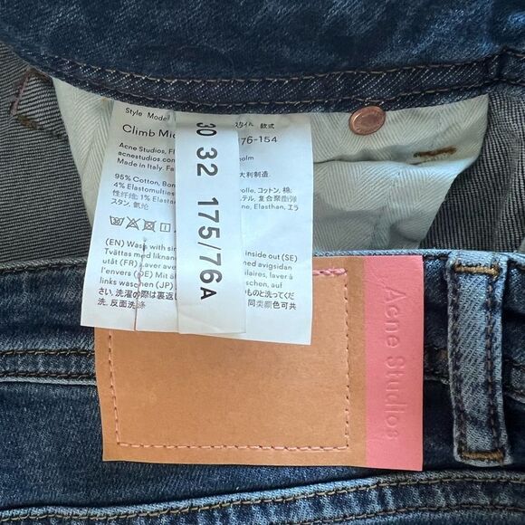 NWT Acne Studios Bla Konst Climb Mid-Rise Skinny Jeans - Picture 7 of 8
